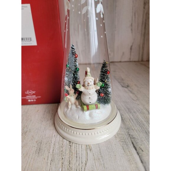 Lenox Merry magic sledding snowman glass cone Xmas figure - Picture 2 of 9